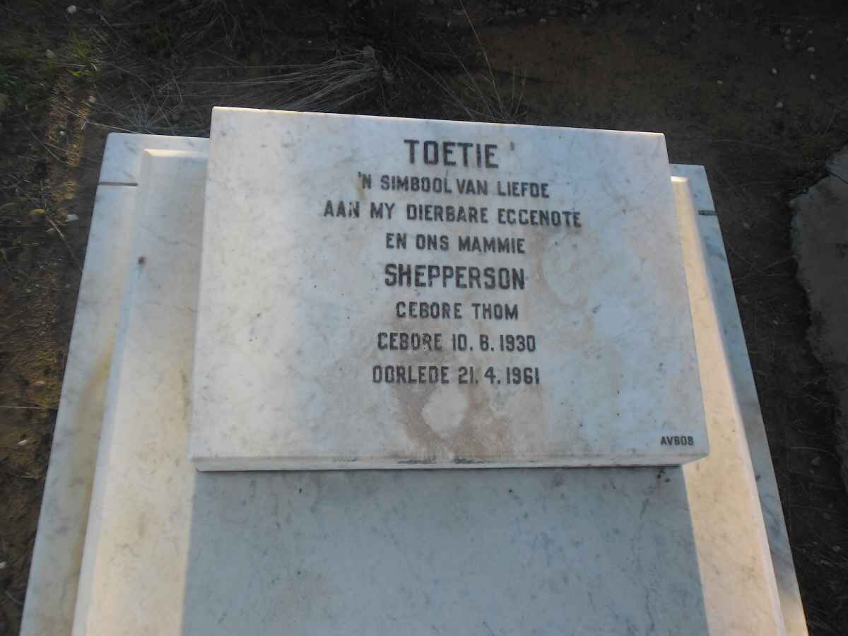 SHEPPERSON Toetie nee THOM 1930-1961