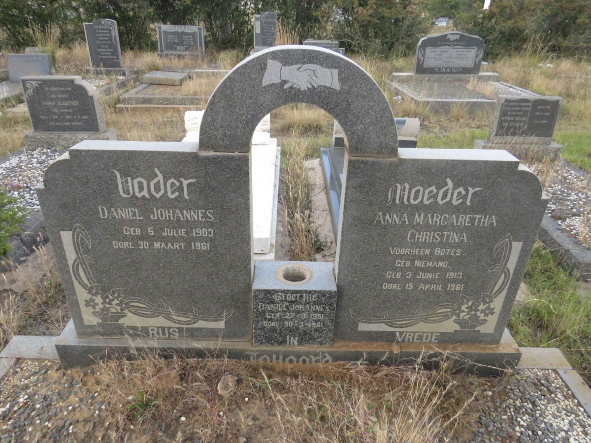 TALJAARD Daniel Johannes 1903-1961 & Anna Margaretha Christina voorheen BOTES nee NIEMAND 1913-1961 :: TALJAARD Daniel Johannes 1951-1961