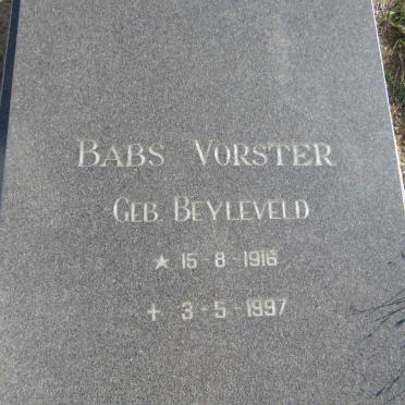 VORSTER Babs nee BEYLEVELD 1916-1997