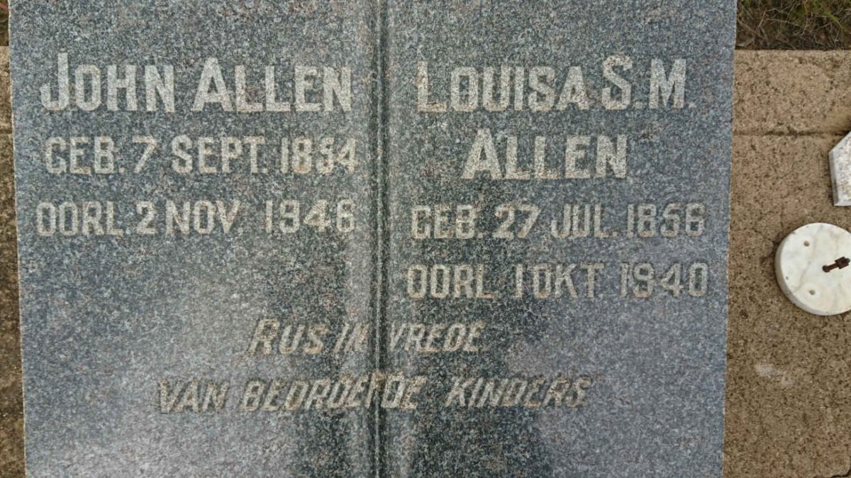 ALLEN John 1854-1946 &amp; Louisa S.M. 1856-1940