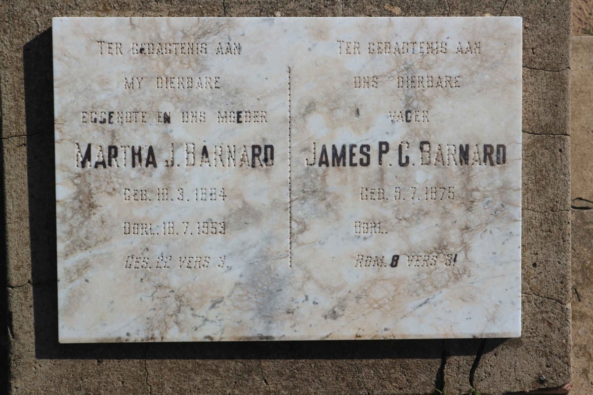 BARNARD James P.C. 1875- &amp; Martha J. 1884-1953