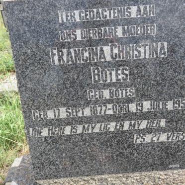 BOTES Francina Christina nee BOTES 1877-1953