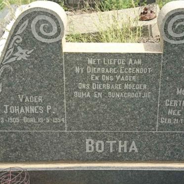 BOTHA Johannes P. 1905-1954 &amp; Gertruida M. ADENDORFF 1912-2003