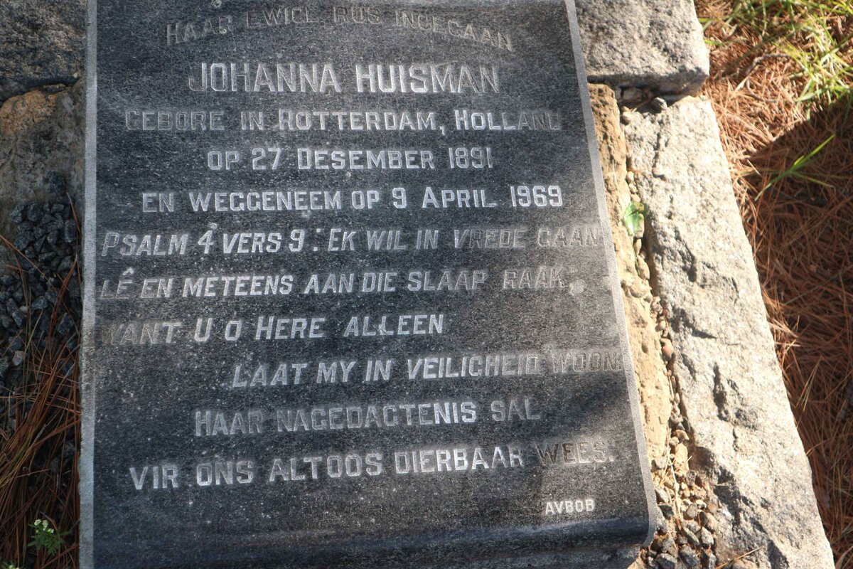 HUISMAN Johanna 1891-1969