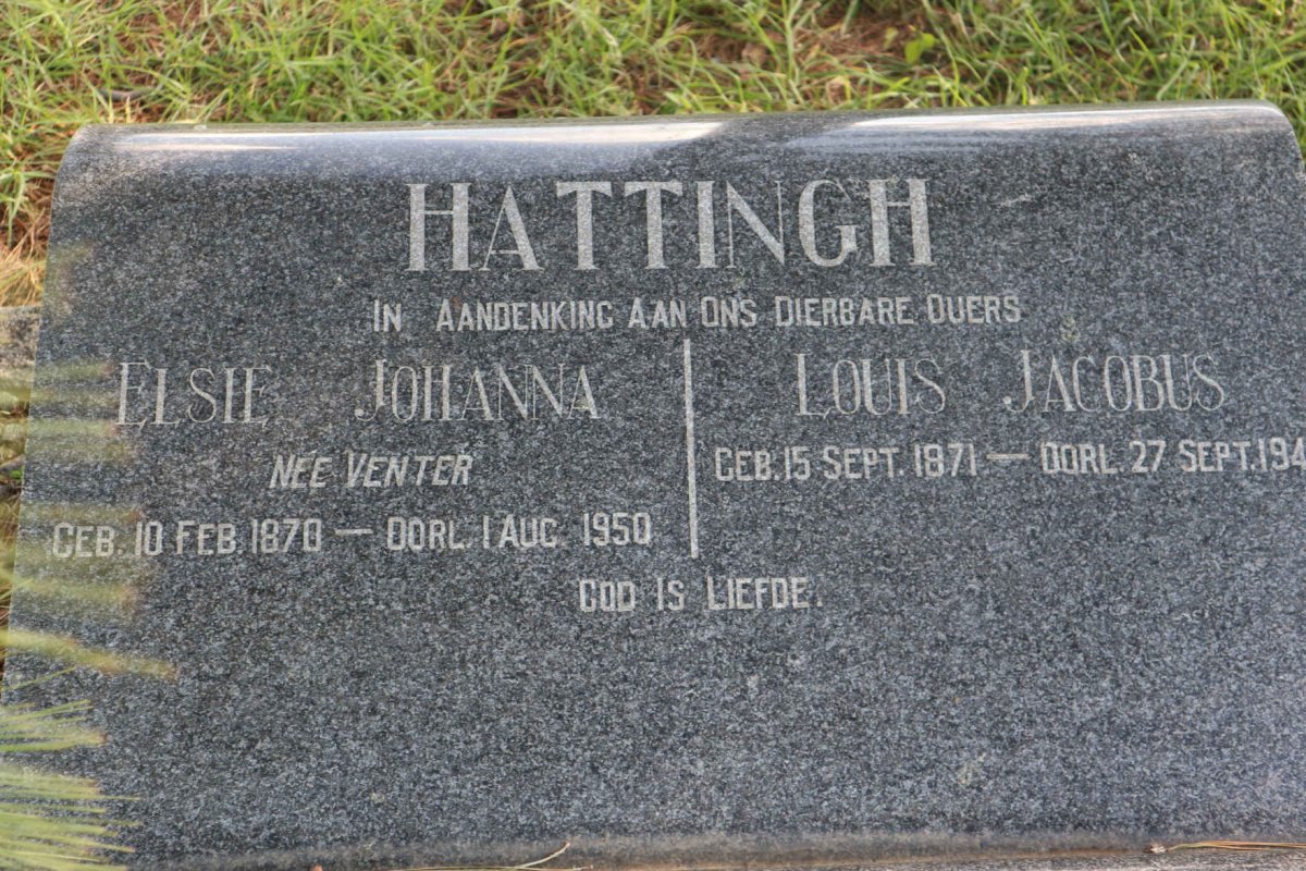 HATTINGH Louis Jacobus 1871-194? &amp; Elsie Johanna VENTER 1870-1950