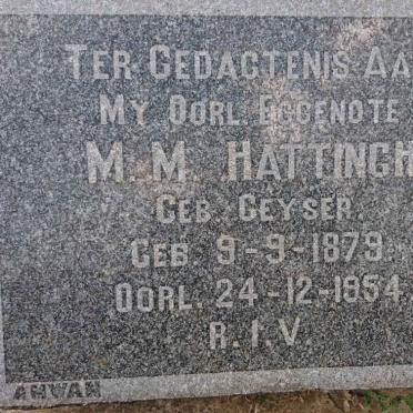 HATTINGH M.M. nee GEYSER 1879-1954