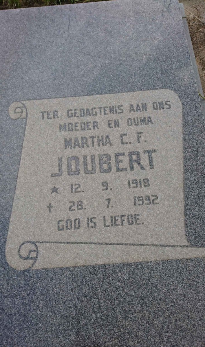 JOUBERT Hermanus Stephanus Antonie 1909-1981 &amp; Martha C.F. 1918-1992