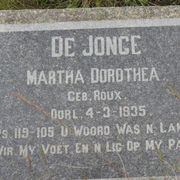 JONGE Martha Dorothea, de nee ROUX -1935