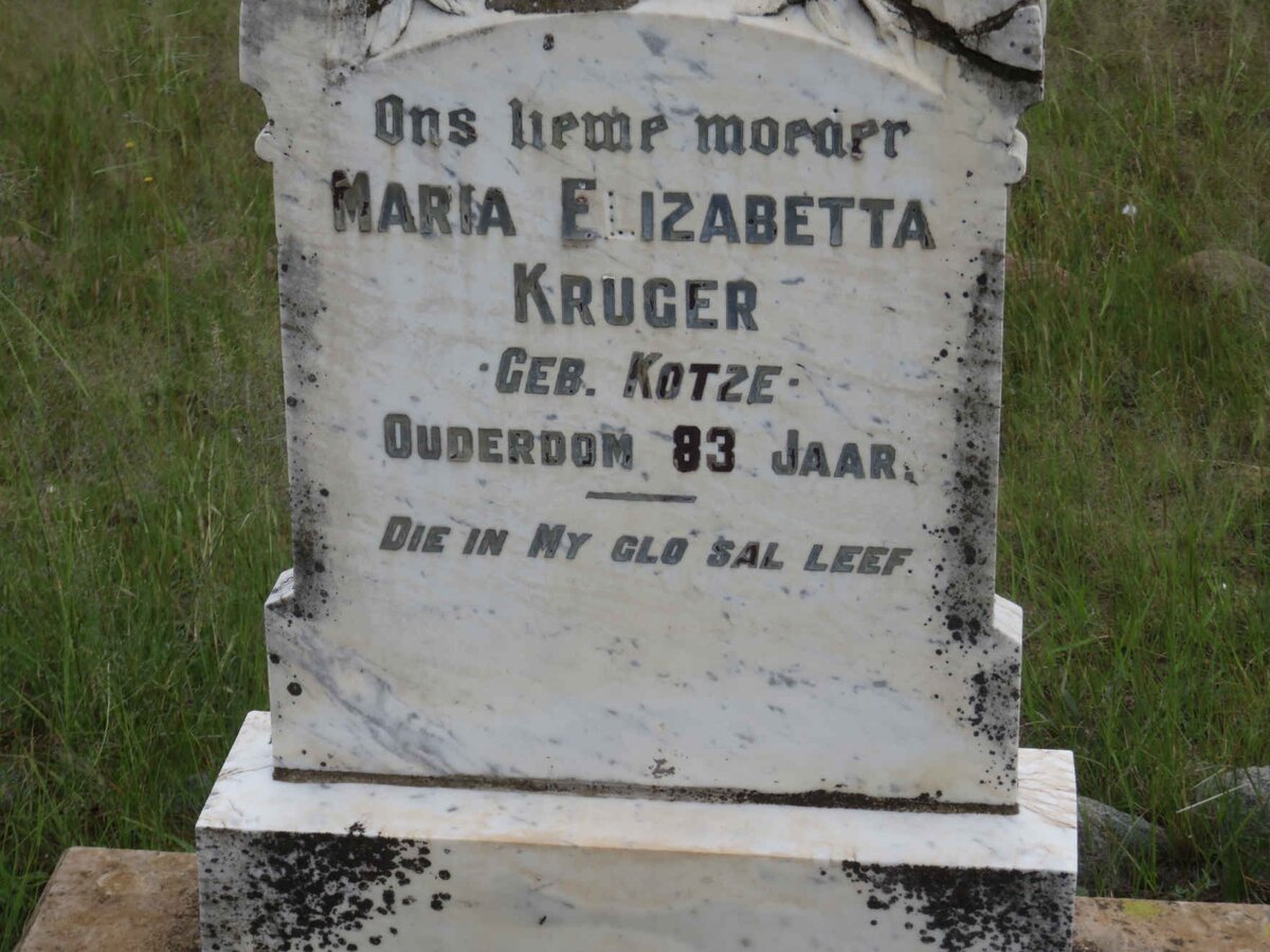 KRUGER Maria Elizabetta nee KOTZE