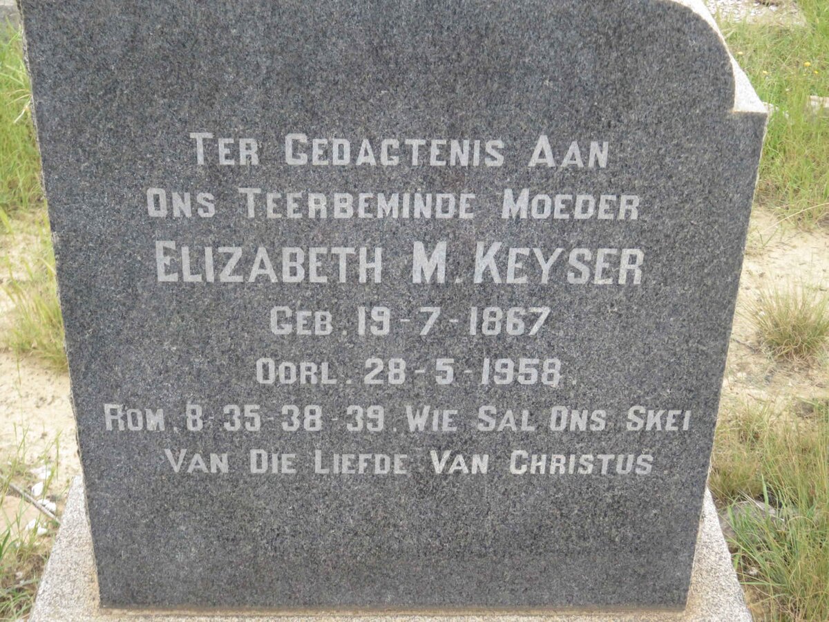 KEYSER Elizabeth M. 1867-1958