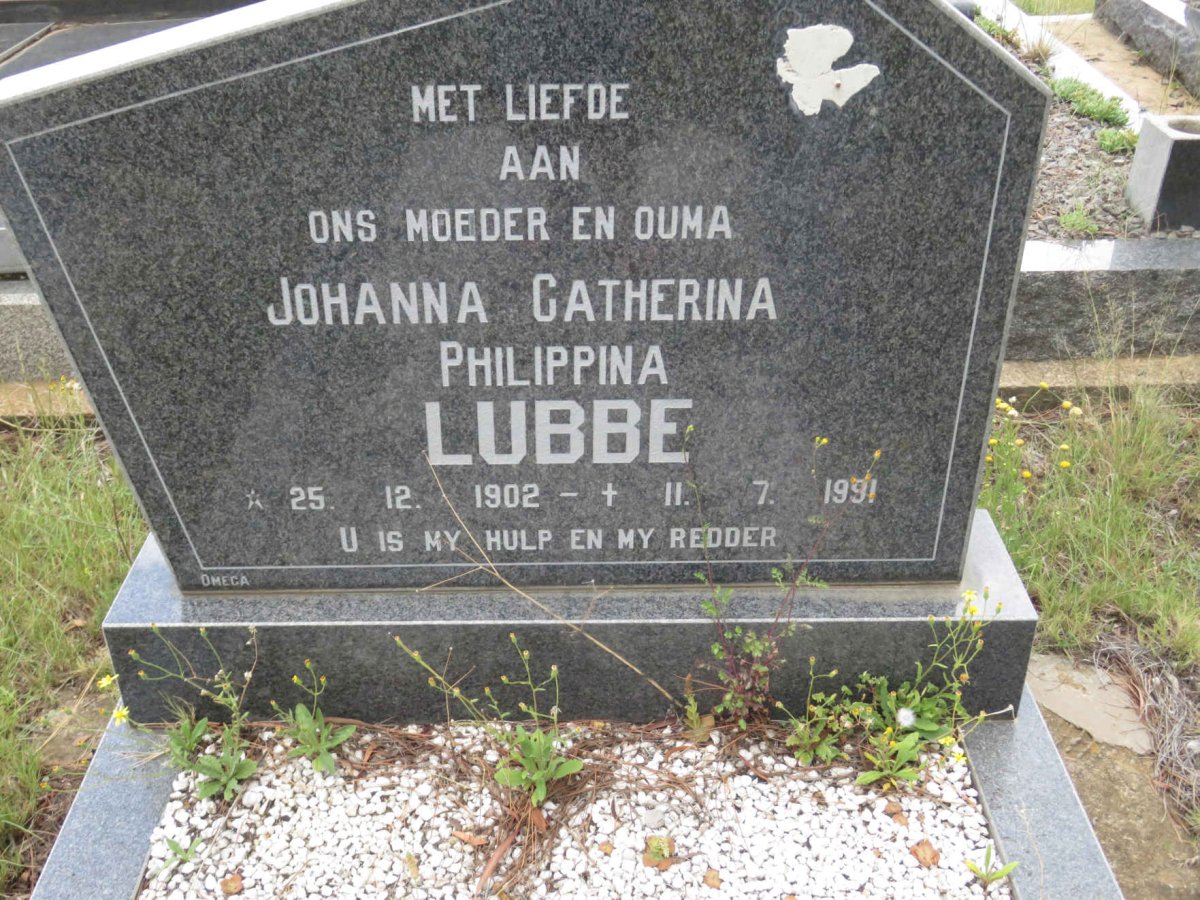 LUBBE Johanna Catherina Philippina 1902-1991