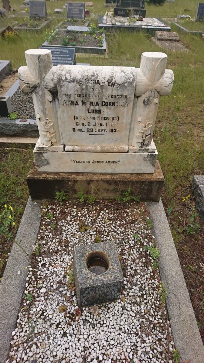 LUBBE Anna Maria Cornelia nee VAN HEERDEN 1887-1937