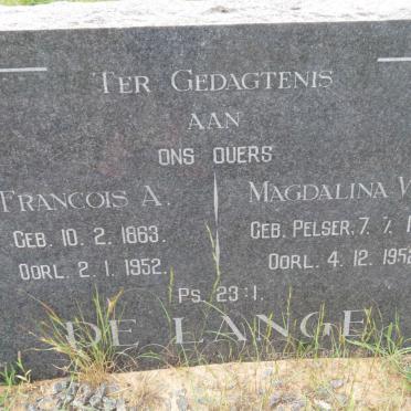 LANGE Francois A., de 1863-1952 &amp; Magdalina W.A. PELSER 1866-1952