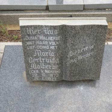 MALHERBE Maria Gertruida nee V. NIEKERK 1873-1973
