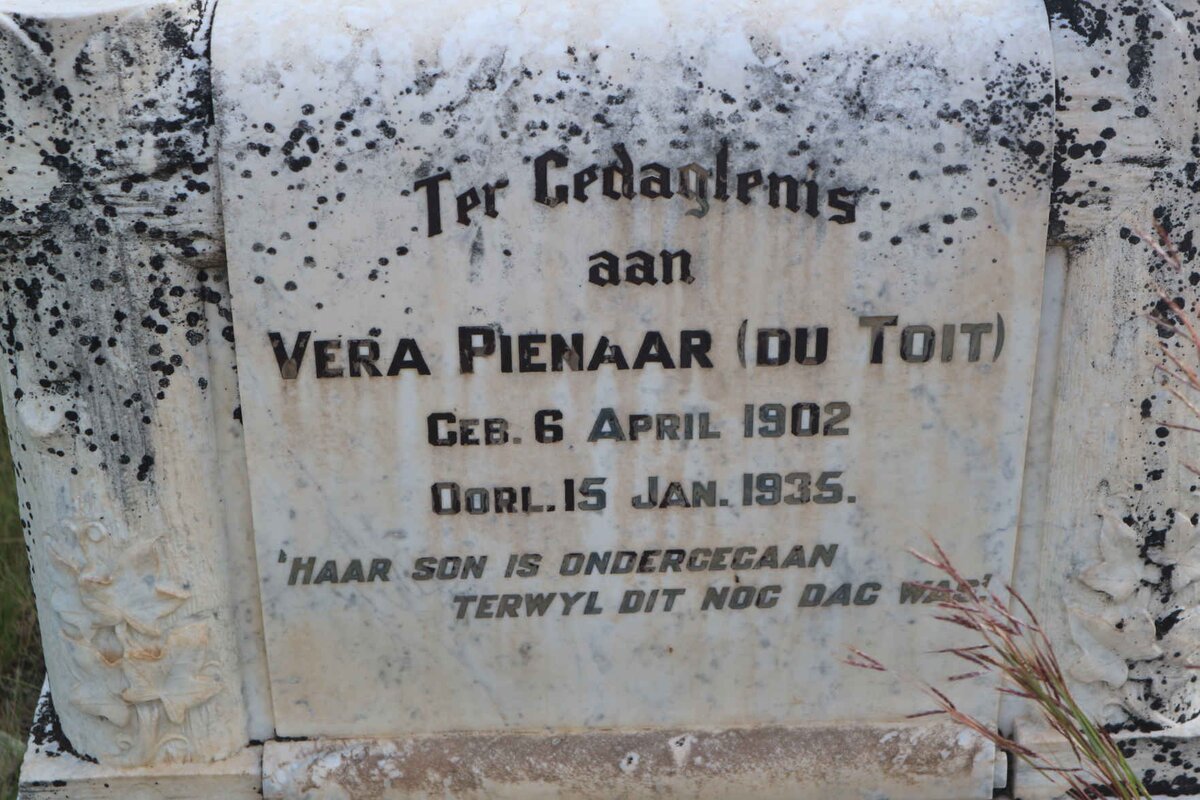 PIENAAR Vera nee DU TOIT 1902-1935