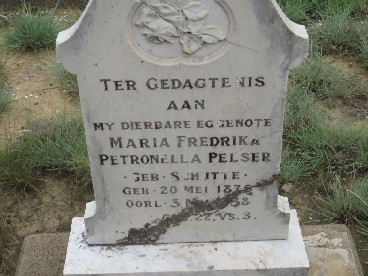 PELSER Maria Fredrika Petronella nee SCHUTTE 1875-1938