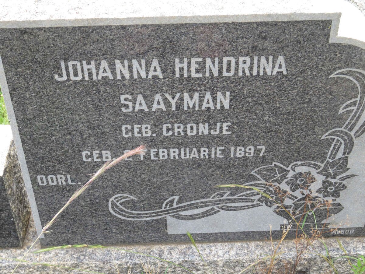 SAAYMAN Lambertus Bernardus 1889-1961 &amp; Johanna Hendrina CRONJE 1897-