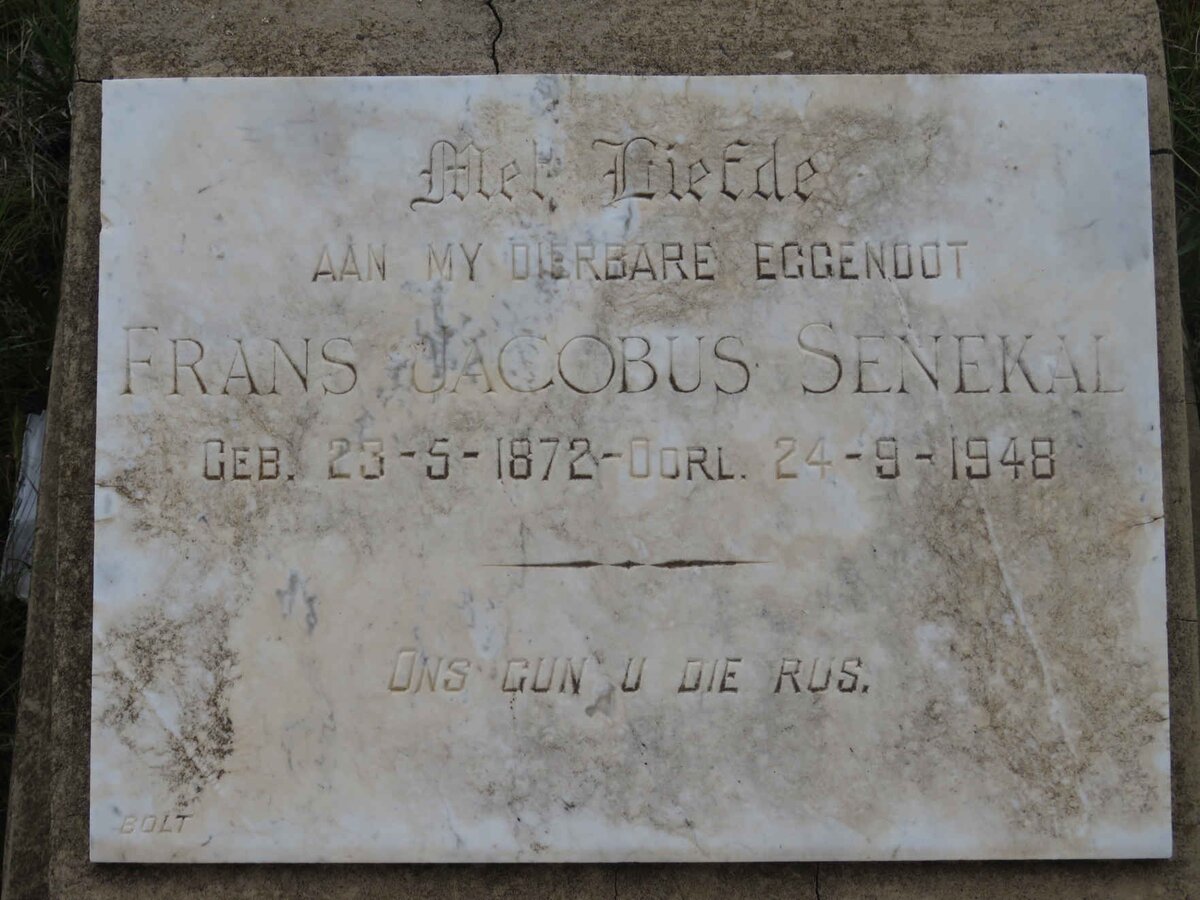 SENEKAL Frans Jacobus 1872-1948