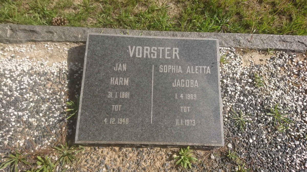 VORSTER Jan Harm 1881-1948 &amp; Sophia Aletta Jacoba 1889-1973