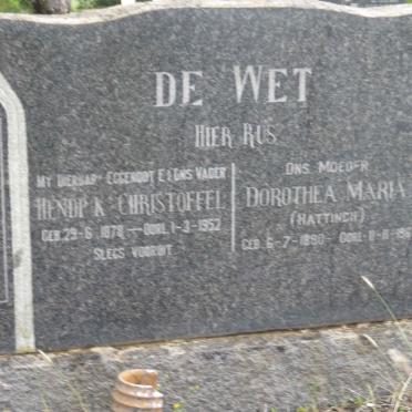 WET Hendrik Christoffel, de 1878-1952 &amp; Dorothea Maria HATTINGH 1890-1965
