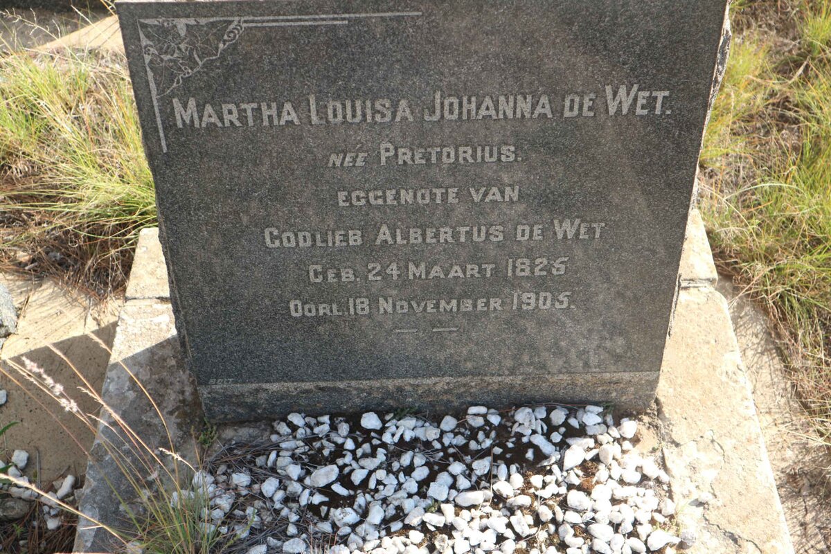 WET Martha Louisa Johanna, de nee PRETORIUS 1825-1905