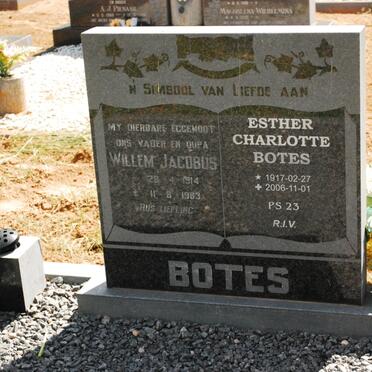 BOTES Willem Jacobus 1914-1983 &amp; Esther Charlotte 1917-2006