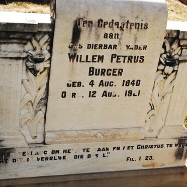 BURGER Willem Petrus 1840-1921