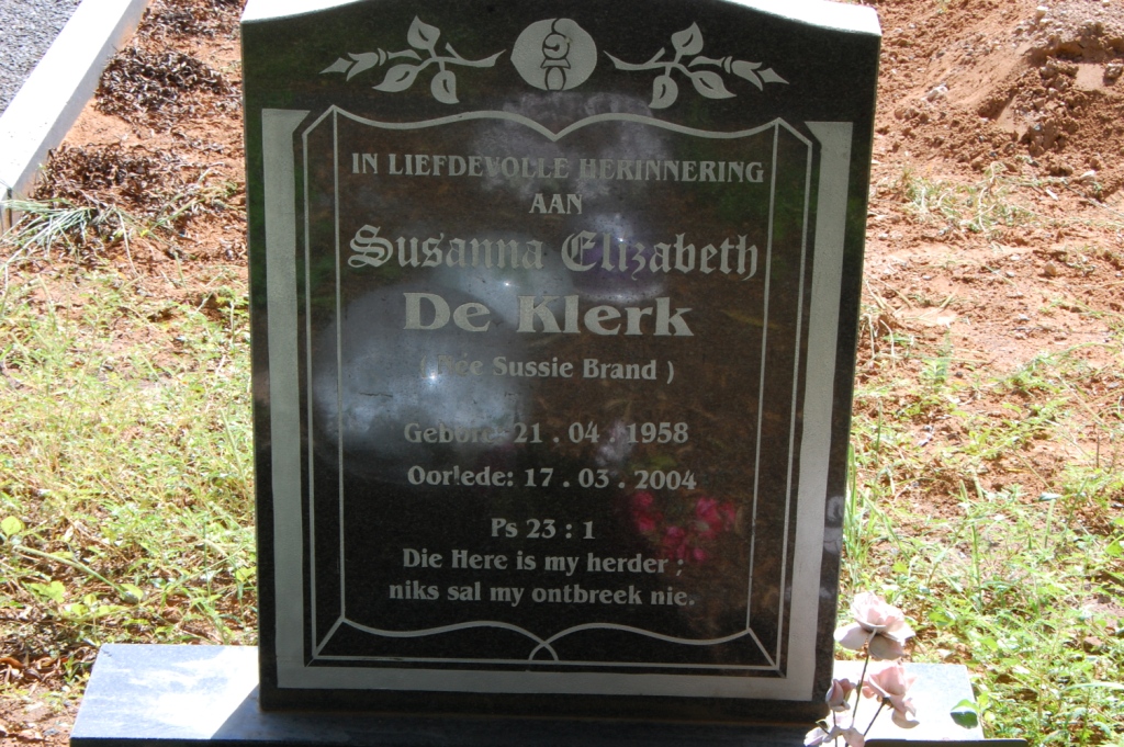KLERK Susanna Elizabeth, de 1958-2004