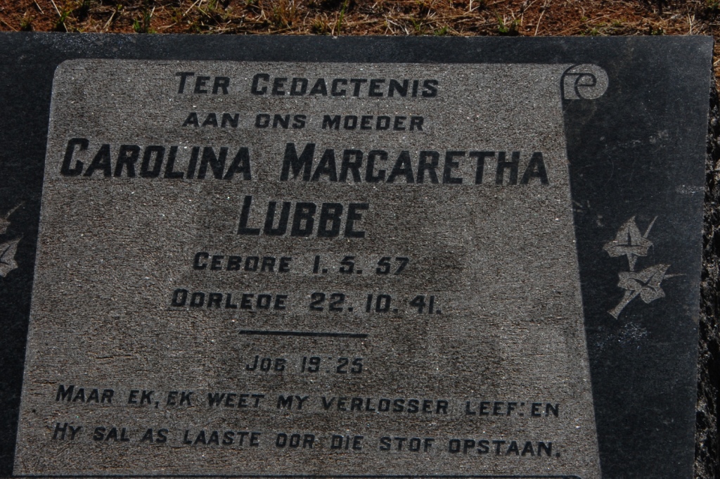LUBBE Carolina Margaretha 1857-1941