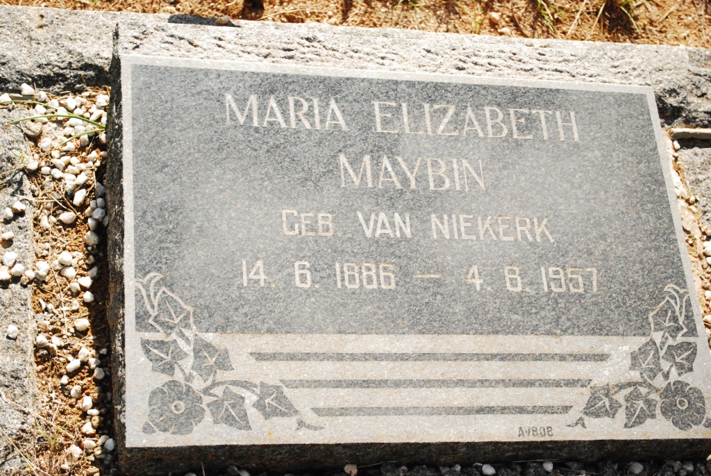 MAYBIN Maria Elizabeth nee VAN NIEKERK 1886-1957