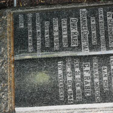 RABIE Johannes Christiaan Dirk 1882-1943 &amp; G.F. 1880-1945