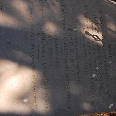 SKIRVING Kate Marion -1869 :: SKIRVING John Bonny -1869 :: SKIRVING Infant -1863 ::