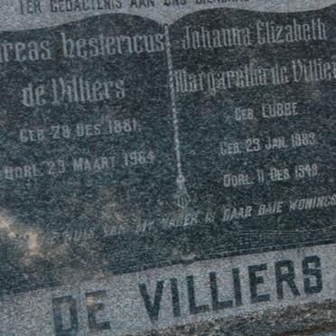 VILLIERS Andreas Hestericus, de 1881-1964 &amp; Johanna Elizabeth Margaretha LUBBE 1883-1948