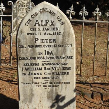 VILLIERS Alex, de 1881-1887 :: DE VILLIERS Pieter 1882-1887 :: DE VILLIERS Ida 1884-1887