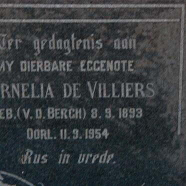 VILLIERS Cornelia, de nee V.D. BERGH 1893-1954