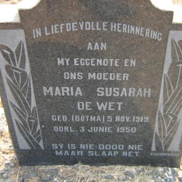 WET Maria Susarah, de nee BOTMA 1919-1950
