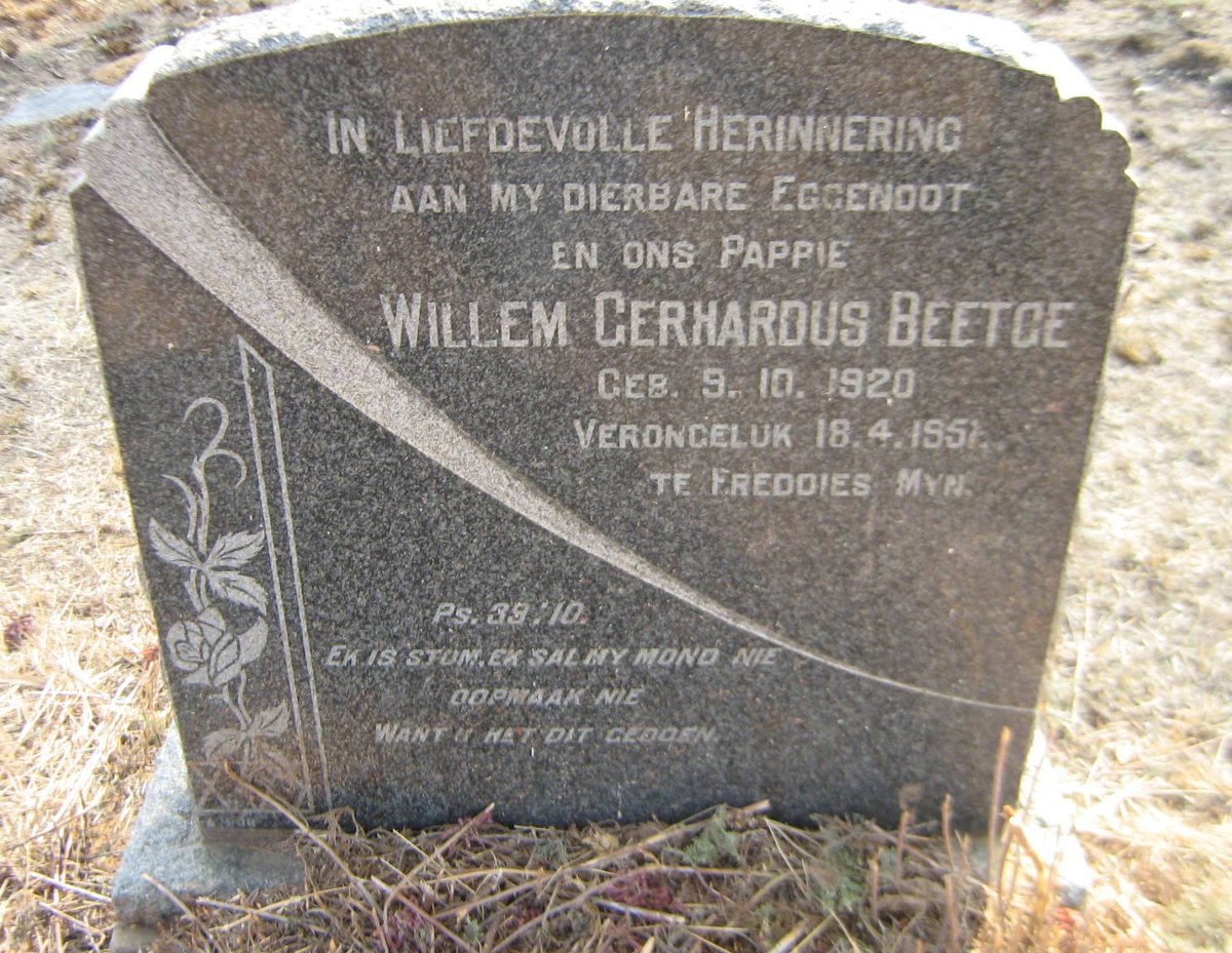 BEETGE Willem Gerhardus 1920-1951