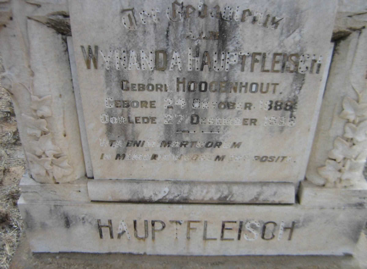 HAUPTFLEISCH Wynanda nee HOOGENHOUT 1888-1936