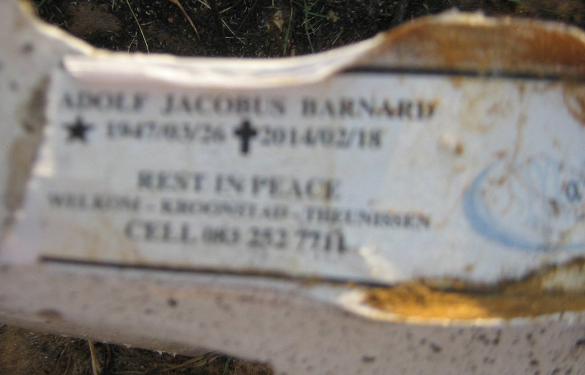 BARNARD Adolf Jacobus 1947-2014