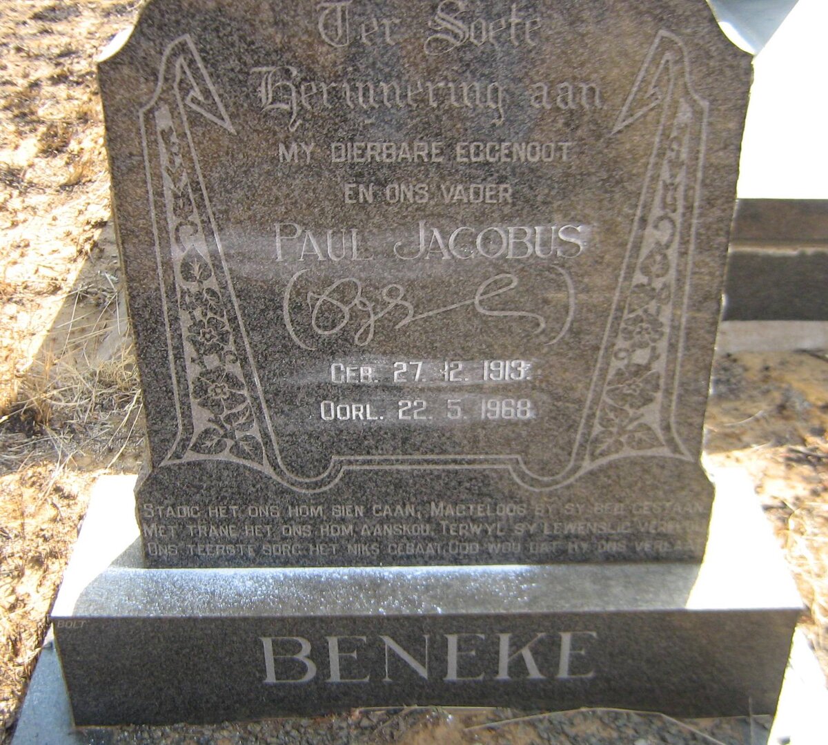 BENEKE Paul Jacobus 1913-1968