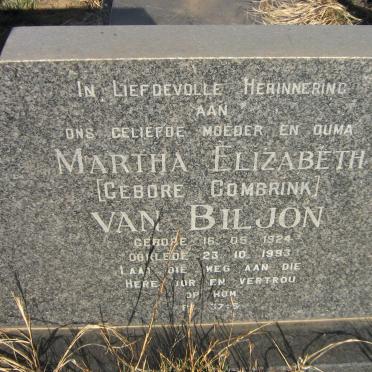 BILJON Josef Albertus, van 1913-1987 &amp; Martha Elizabeth COMBRINK 1924-1993