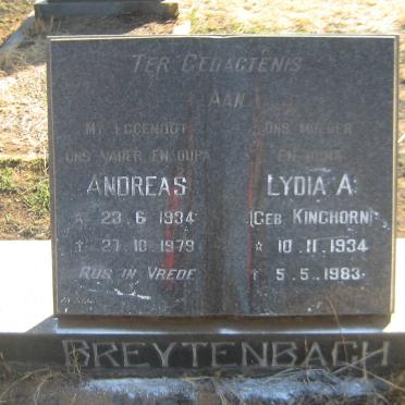 BREYTENBACH Andreas 1934-1979 &amp; Lydia A. KINGHORN 1934-1983