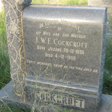 COCKROFT J. W. F. nee JACOBS 1898-1956