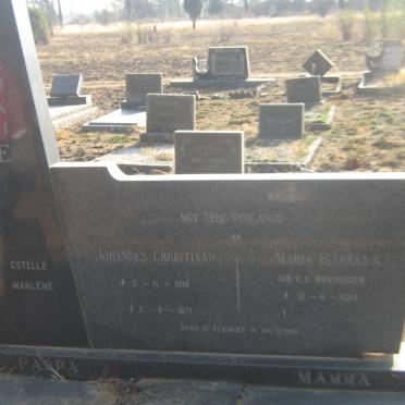 CRONJE Johannes Christiaan 1918-1971 &amp; Maria Isabella V.D.WESTHUIZEN 1924-