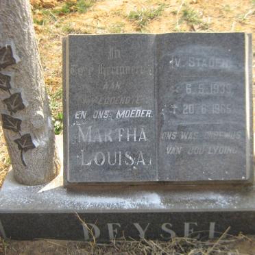 DEYSEL Martha Louisa nee V. STADEN 1939-1965