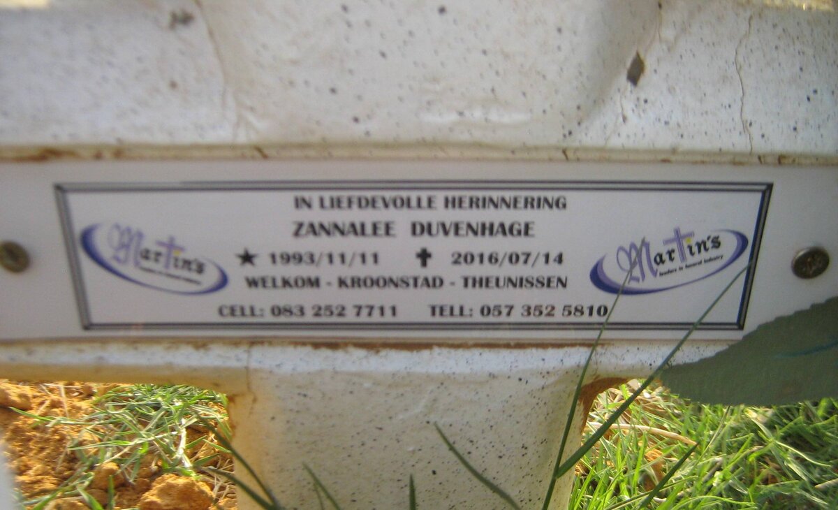 DUVENHAGE Zannalee 1993-2016