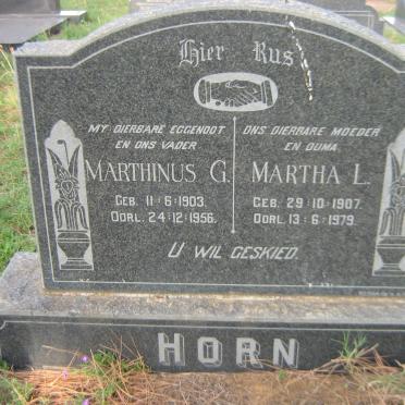 HORN Marthinus G. 1903-1956 &amp; Martha L. 1907-1979