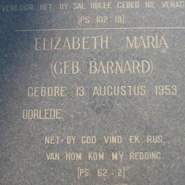 HAUPTFLEISCH Francois Johannes 1952-1994 &amp; Elizabeth Maria BARNARD 1953-