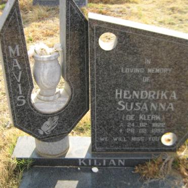KILIAN Hendrika Susanna nee DE KLERK 1922-1993