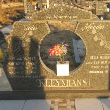 KLEYNHANS Nicolaas Wilhelm Marthinus 1934-1986 &amp; Heila Magdalena VAN DER MERWE 1936-2010